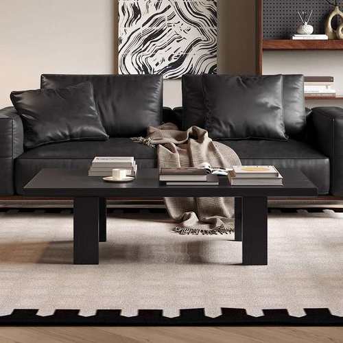 中古风侘寂风家具长方形小户型黑色复古实木茶几客厅桌子民宿茶几