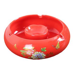 烟灰缸陶瓷烟缸烟盅烟盒家用公司定制收纳带盖创意时尚防飞灰大号