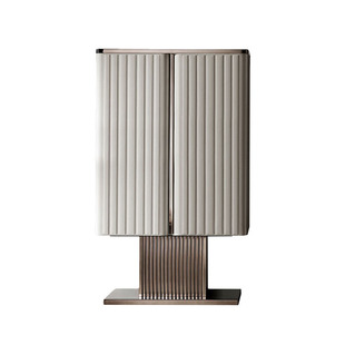 轻奢客厅实木酒柜现代高端别墅家用高级感靠墙一体不锈钢储物柜