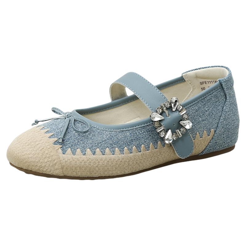 索菲娅甜美蝴蝶结一字扣玛丽珍鞋女2026夏季新款平底舒适浅口单鞋