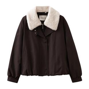 水云间女装 翻毛领可拆卸时尚轻盈保暖鹅绒羽绒服2025冬季新款