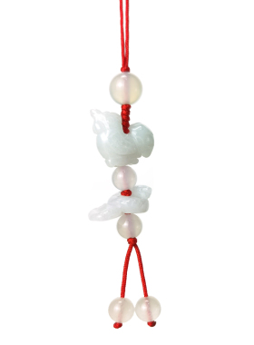 立体笑待客玉石生肖手机链