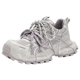 千百度厚底老爹鞋女2026春季新款百搭时尚网面休闲运动鞋户外女鞋