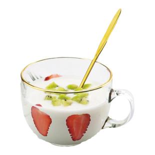 酸奶碗大容量玻璃杯燕麦片早餐杯子女牛奶杯带盖勺碗杯带把咖啡杯