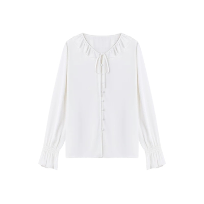 秋水伊人简约荷叶边衬衫