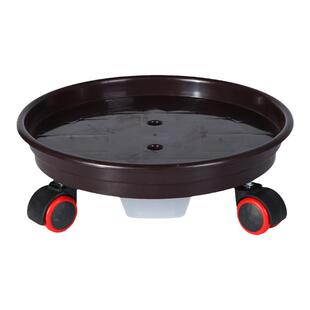 新款加厚陶瓷盆树脂花盆移动托盘带轮子万向滚轮圆形托底抽屉储水
