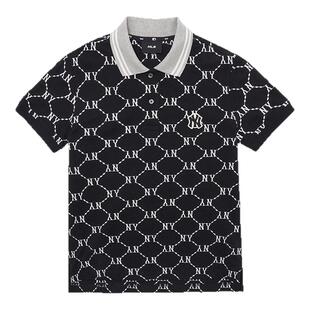 MLB官方 女士POLO衫钻石老花短袖时尚休闲运动T恤春夏PQM60