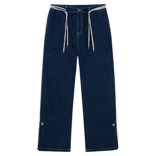 PSO Brand男装女装复古水洗直筒蓝色牛仔裤男款拖地休闲长裤潮牌