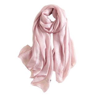 丝巾女纯色防晒百搭亚棉麻围巾超大空调披肩婚礼旗袍沙漠旅游纱巾