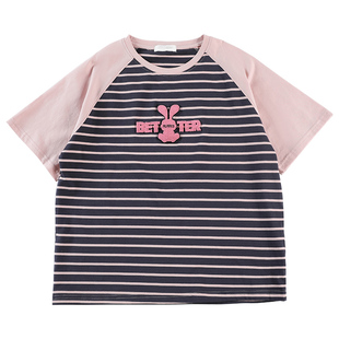 胖女童t恤短袖儿童夏装加肥加大半截袖纯棉宽松打底衫中大童上衣8