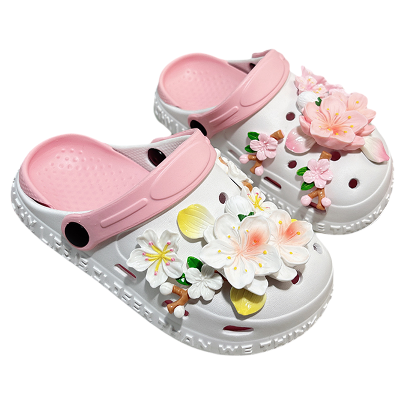公主风女童夏季花朵洞洞鞋小清新
