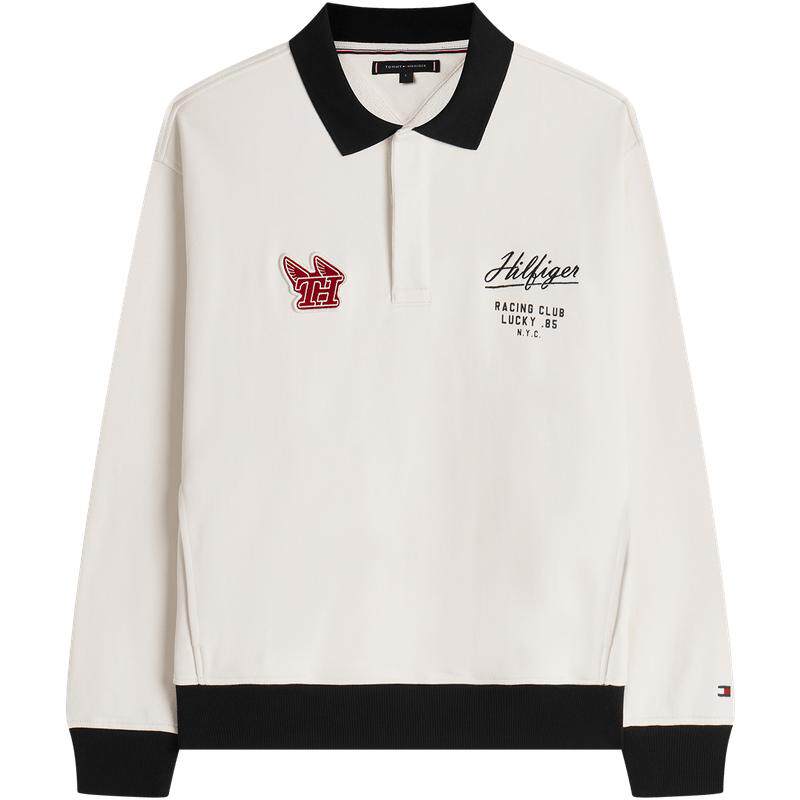 Tommy男装纯棉撞色POLO领卫衣