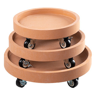 玄之祥石粉陶圆形仿水泥移动花盆托盘接水简约北欧风万向轮底座垫