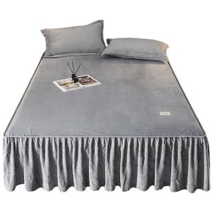 牛奶绒床裙冬季加绒2025新款单件床罩床笠床裙款床单带裙边床裙罩