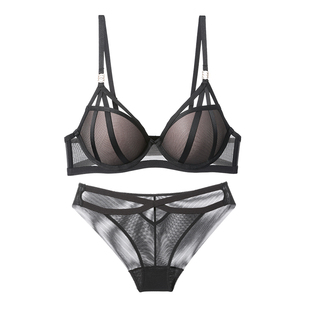 红色内衣本命年秋冬女显大套装上托性感小胸聚拢结婚新娘蕾丝胸罩