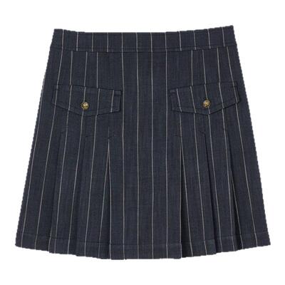 SANDRO女装气质条纹百褶半身裙