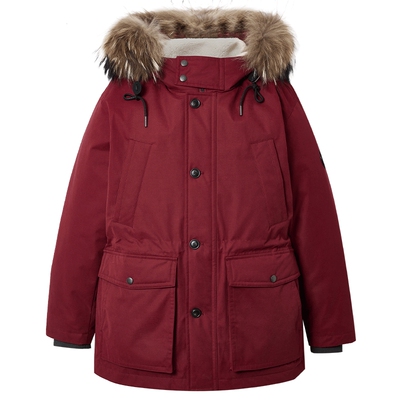 [新年礼物]杰克琼斯男装春季保暖大衣外套连帽/大毛领工装羽绒服