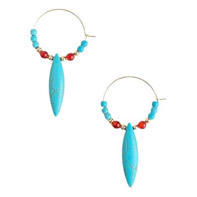 绿松石红玛瑙耳扣藏族民族风耳环