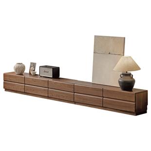 方迪新中式电视柜家用客厅拼接地柜全实木黑胡桃木储物柜电视机柜