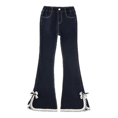 女童加绒裤子秋冬中大童喇叭裤