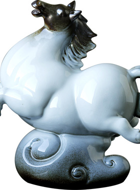 马摆件招财风水陶瓷开业工艺品