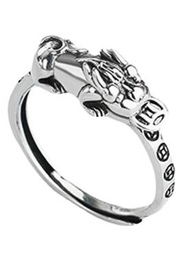 925银复古高端龙纹造型貔貅戒指