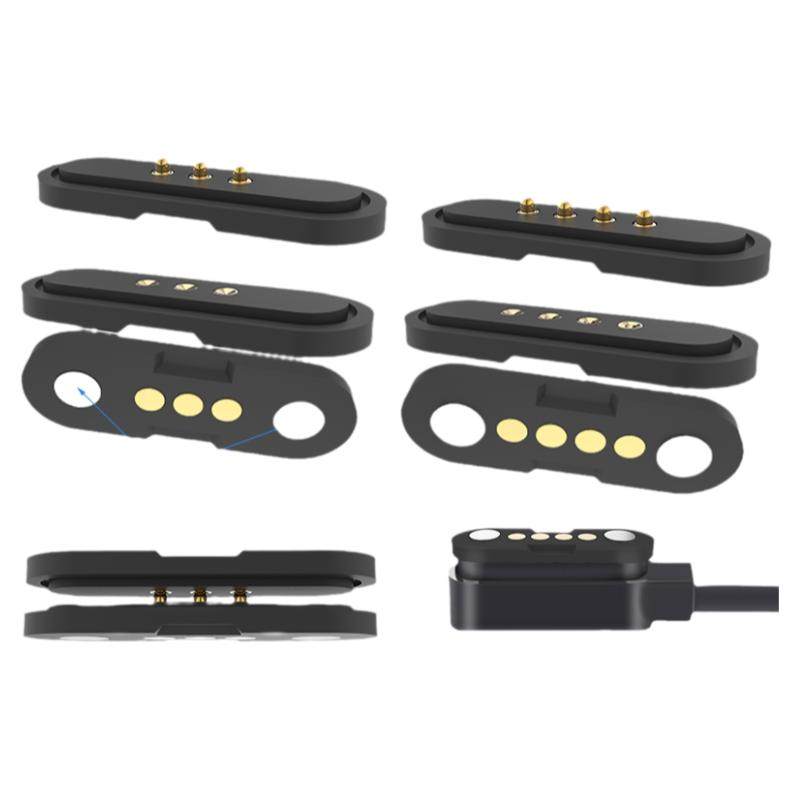 4pin2pin磁吸接头公母座黄铜充电触点弹簧顶针探针pogopin连接器