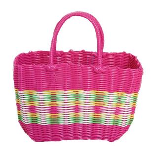 大号手提菜篮子塑料编织收纳筐水果藤编框野餐用品买菜购物洗澡篮