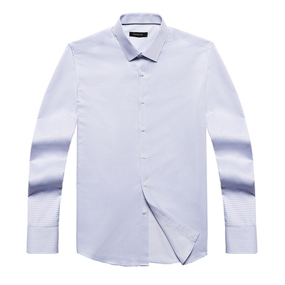 虎豹尖领合身版透气男士长袖衬衫