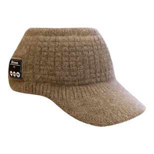 新款带蓝牙的帽子女冬季加绒保暖空顶帽户外百搭针织鸭舌帽韩版潮