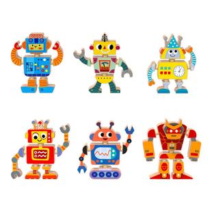 儿童益智拼装实木积木百变机器人玩具男女孩宝宝智力开发动脑拼图