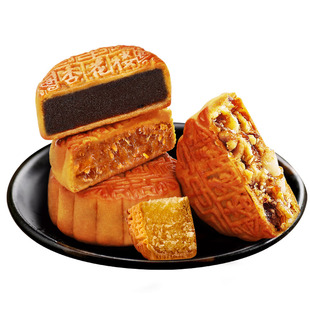 杏花楼多口味上海散装广式月饼豆沙馅咸蛋黄肉松金桔火腿100g*10