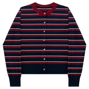 HONORE古月 率性条纹 可叠穿海军魂 简约经典条纹百搭撞色开衫