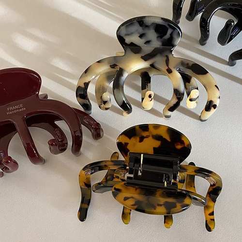 法式复古精致南瓜醋酸抓感高级众搭发夹小夹百鲨鱼盘发秋冬夹简约