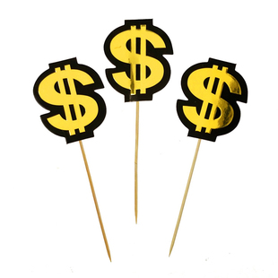 暴富蛋糕装饰男神老板金钱符号插件插牌百宝箱摇钱树烘焙生日摆件