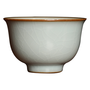 晓芳窑同款江家窑九寸土汝窑天青吟雅杯子全手工圆口杯沁泉杯茶具