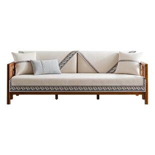 中式实木沙发垫四季通用靠背巾盖布ins风雪尼尔防滑坐垫套罩红木