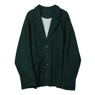 NOEARS春秋复古绿色西装外套男痞帅vintage宽松休闲西服oversize