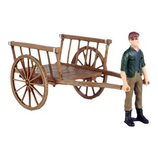 儿童玩具仿真农场场景模型摆件小推车组装摩托车飞艇驾驶员小人偶