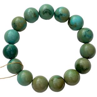 【工厂新货】原矿绿松石圆珠手串手链高瓷松石佛珠单圈diy配饰珠