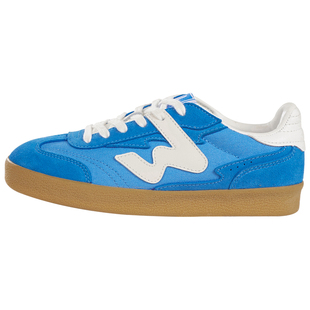 顽刻ollieskate蓝白拼色翻毛皮生胶底W系列男女国潮德训滑板鞋