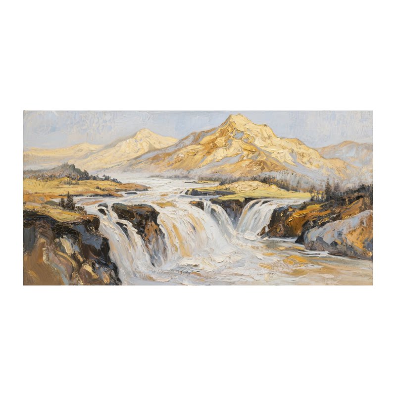 白鹿艺术纯手绘中式山水风景挂画