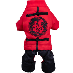 狗狗过年喜庆头饰泰迪博美小型犬服饰可爱宠物冬装小狗狗新年唐装