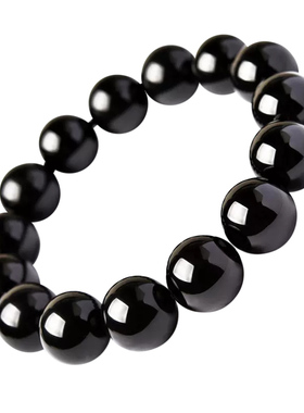 炫酷黑天然黑碧玺手链水晶饰品