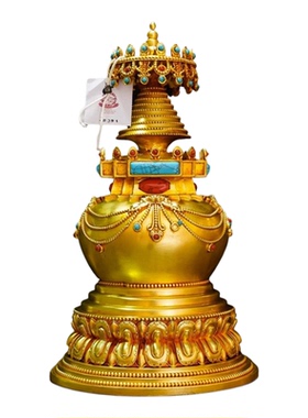 藏传纯铜舍利塔鎏金十一寸噶当塔