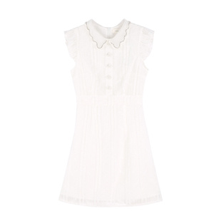 韩语琳法式连衣裙女春季2026新款收腰显瘦气质高级感白色短款裙子