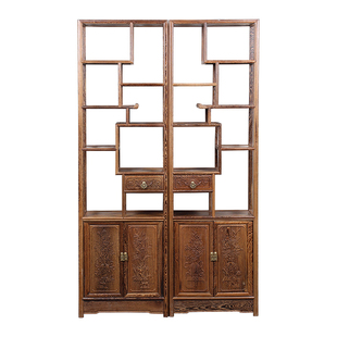 红木家具鸡翅木博古架 实木中式小多宝阁古玩架玄关柜隔断摆件架