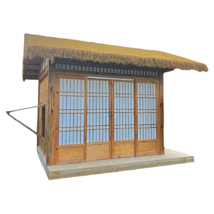 户外民宿木屋室外网红茅草别墅庭院围栏中式茶室屏风农村小院凉亭