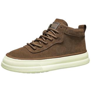 男鞋冬季皮面防水防滑上班工作翻毛皮鞋男士百搭运动休闲中帮板鞋