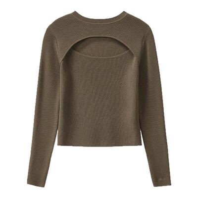 STARTER毛衣春季新款复古休闲女生弹力紧身短款内搭针织衫T恤上衣